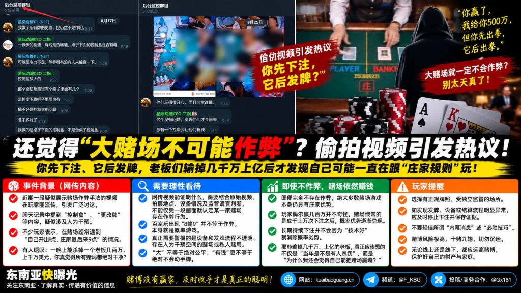 东南亚｜视频曝光赌场作弊手法 引发玩家警醒与风险讨论