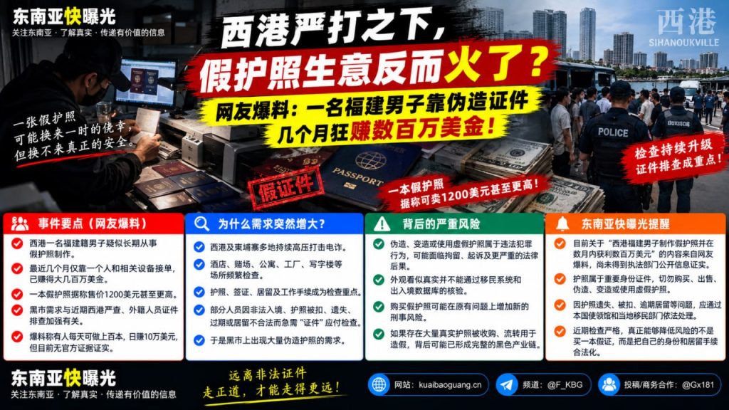 柬埔寨资讯｜西港严查引发假护照黑市，网传有人靠伪造证件牟利