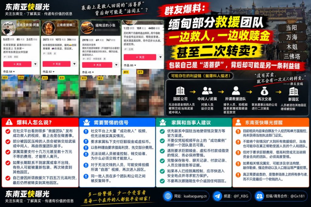 缅甸资讯｜群友爆料部分民间救援黑幕，被指涉嫌收取高额赎金与二次转卖