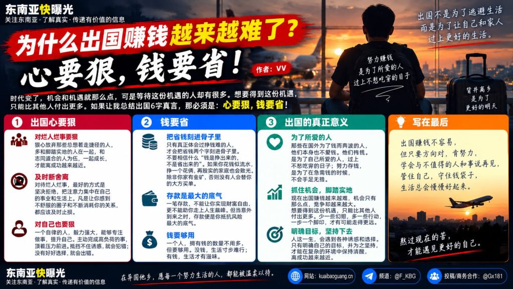 全球｜出国赚钱难度加大 心狠钱省成关键 努力自律方能突围
