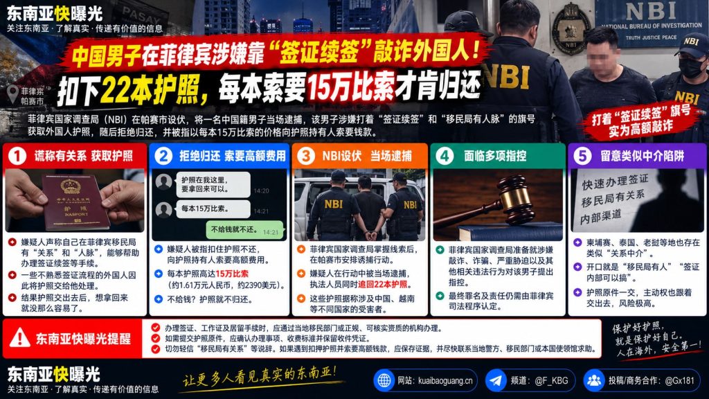 菲律宾资讯｜中国男子在帕赛市涉嫌签证续签敲诈被抓