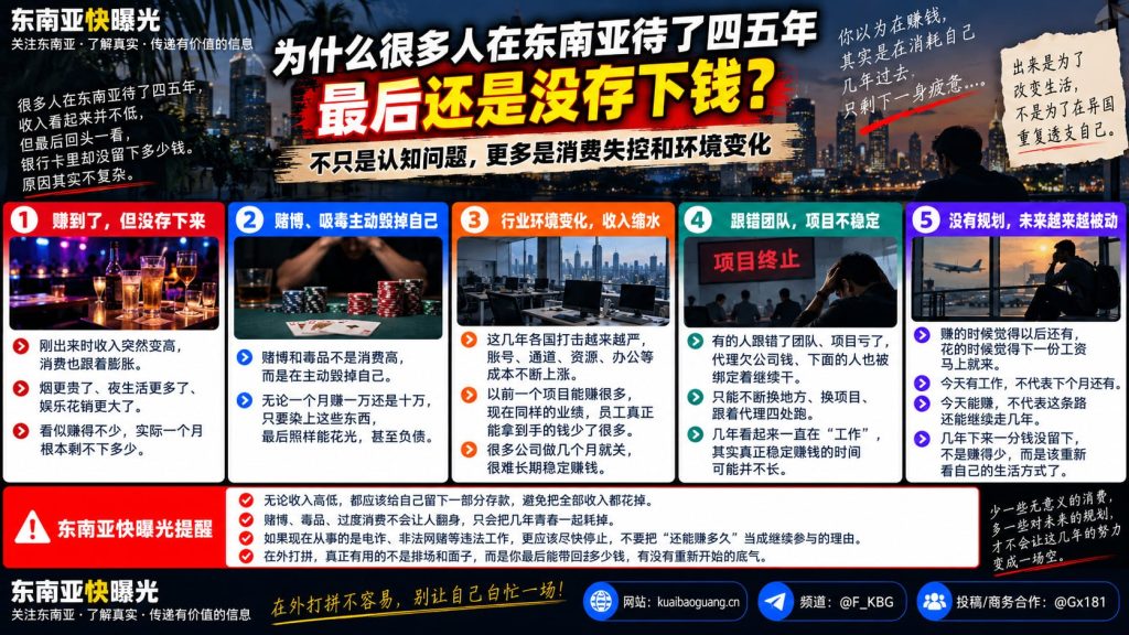 东南亚｜外籍打工者因消费失控与行业环境变化导致收入难以存下
