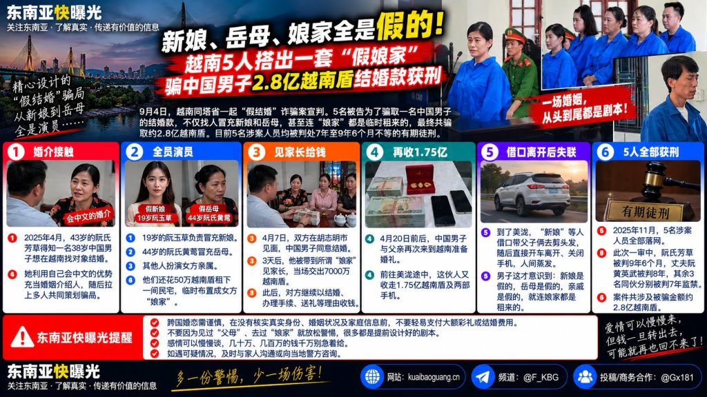 越南资讯｜跨国婚恋遭遇假娘家骗局，中国男子被骗金额超两亿