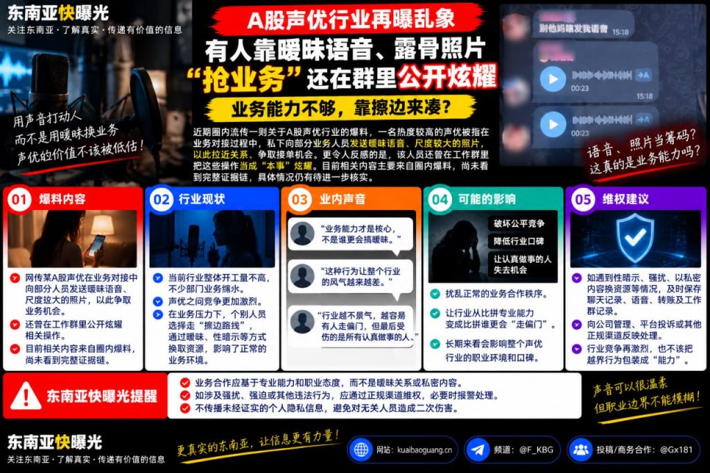 行业爆料｜A股声优行业曝出业务乱象，部分人员涉嫌靠暧昧私聊抢单