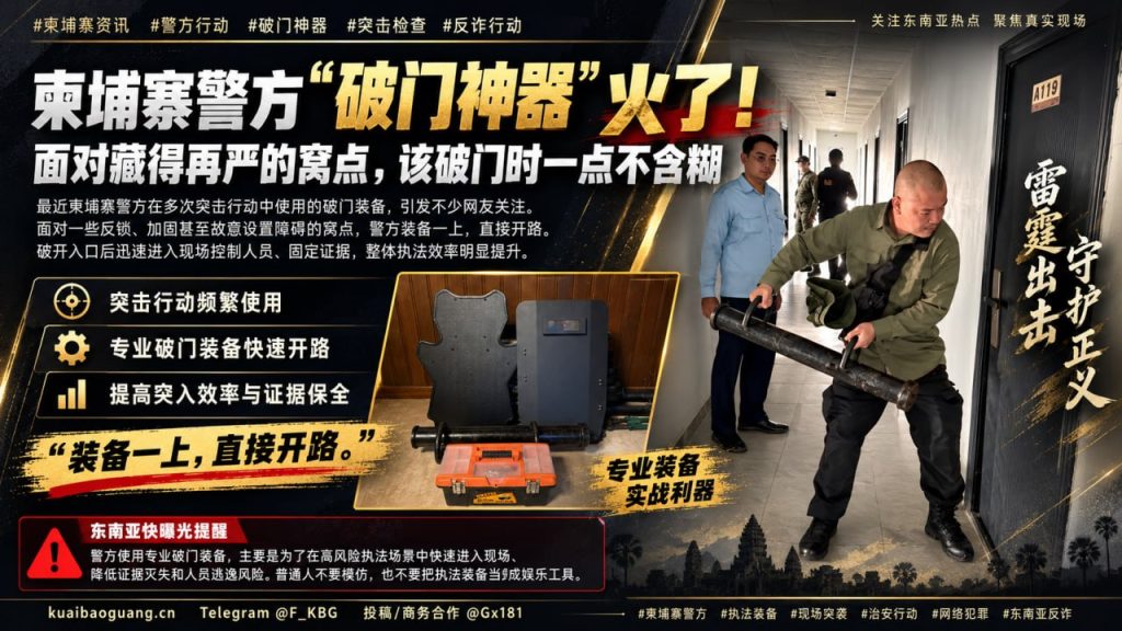 柬埔寨资讯｜警方执法行动中使用专业破门装备引发关注