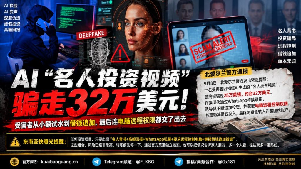 北爱尔兰｜AI伪造名人投资视频诈骗致受害者损失25万英镑