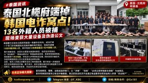 泰国｜北榄府端掉针对韩国的电诈窝点，13名外籍被捕