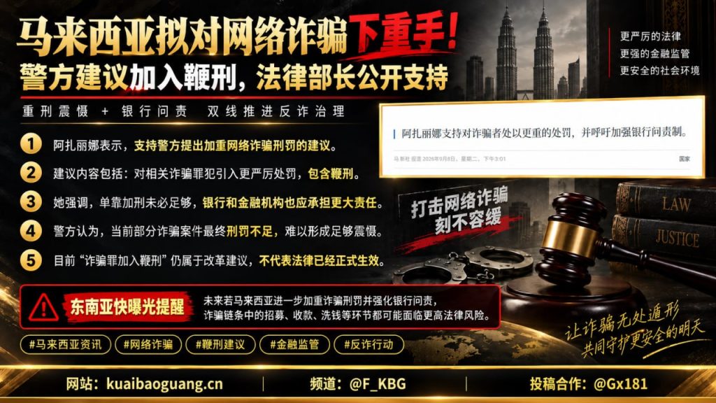 马来西亚资讯｜马来西亚拟严惩网诈犯罪，警方建议引入鞭刑