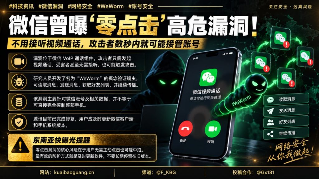 中国｜微信零点击漏洞被曝 可在数秒内接管账号导致安全风险