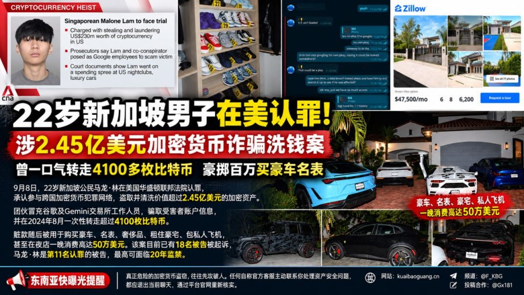 新加坡资讯｜22岁新加坡男子在美认罪，涉案跨国加密货币盗洗超2.45亿美元