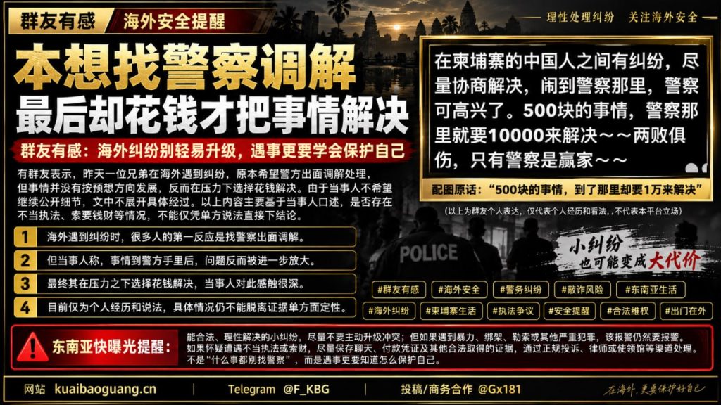 东南亚资讯｜海外纠纷当事人选择花钱解决，华人需提高自我保护意识