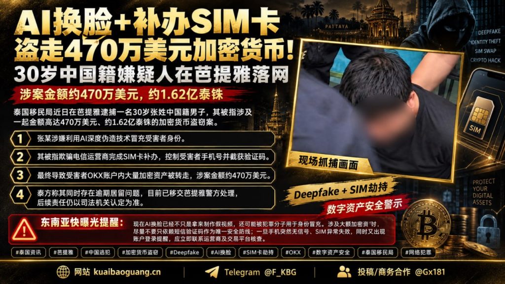 泰国｜AI换脸诈骗导致470万美元加密货币被盗