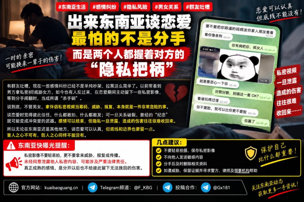 东南亚｜恋爱期间私密视频被当作敲诈工具导致分手纠纷升级