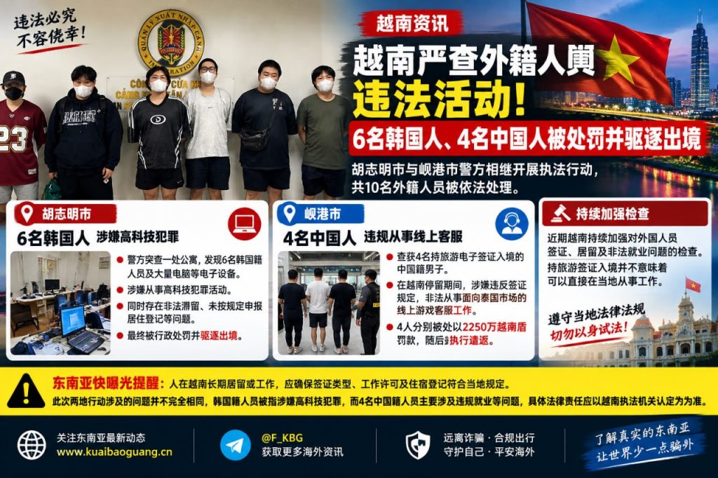 越南资讯｜胡志明市与岘港市警方查处多名外国违法人员
