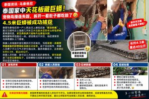泰国资讯｜民宅天花板藏4.5米巨蟒，宠物鸟失踪拆开发现肚子鼓胀