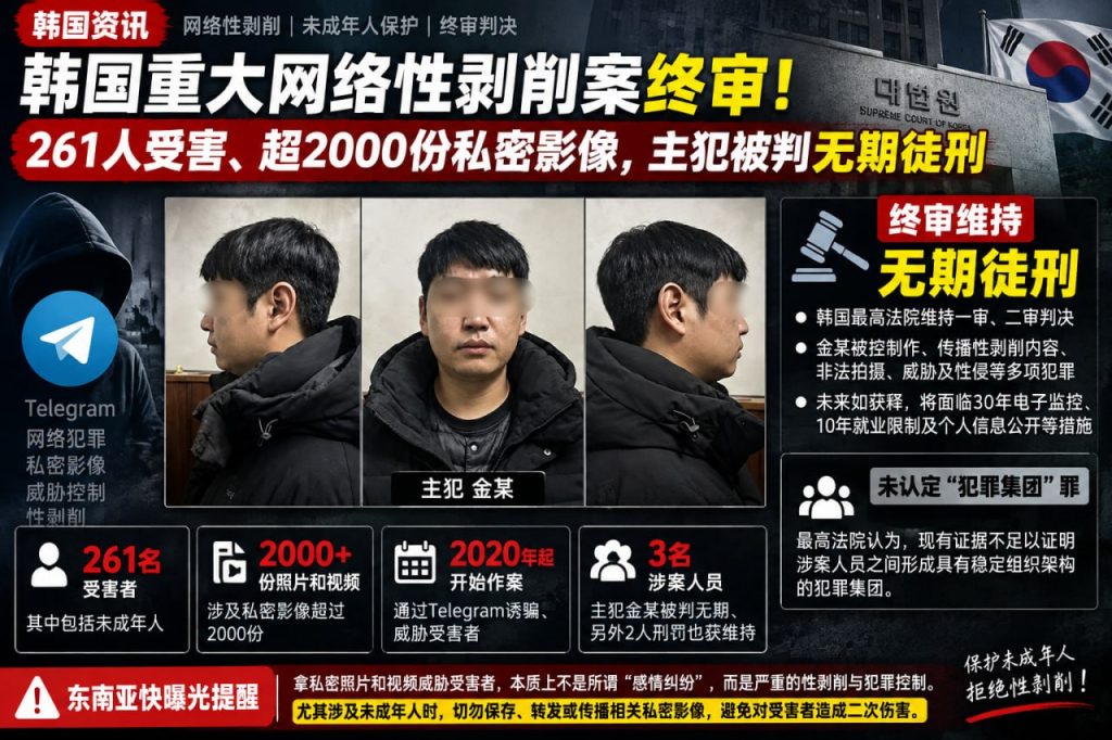 韩国｜最高法院维持网络性剥削案主犯金某无期徒刑判决