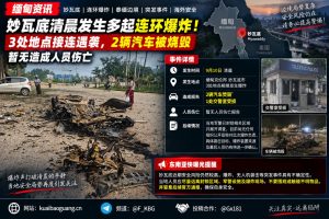 缅甸｜妙瓦底连环爆炸三处地点相继遭袭致两车焚毁暂无伤亡