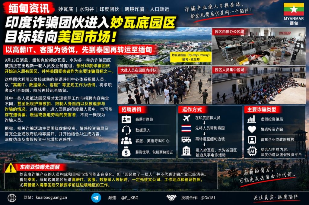 缅甸｜克伦邦妙瓦底诈骗园区换人换市，印度团伙锁定美国受害者