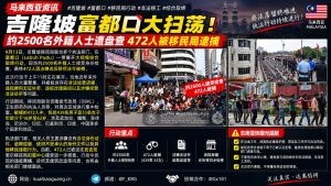 马来西亚｜吉隆坡富都口移民局联合执法，472名外籍人士因违规被逮捕