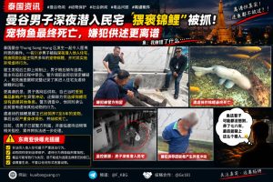 泰国｜曼谷男子深夜潜入住宅虐待养七年锦鲤致死被捕案件引发关注