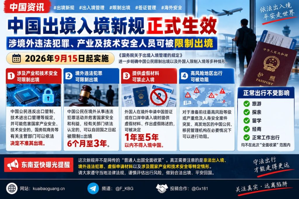 中国资讯｜出境入境新规正式施行，境外违法犯罪及特定人员将被限制出境