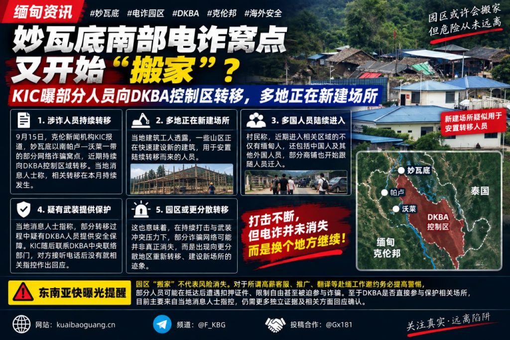 缅甸资讯｜妙瓦底南部网络诈骗窝点持续向民主克伦仁爱军控制区转移
