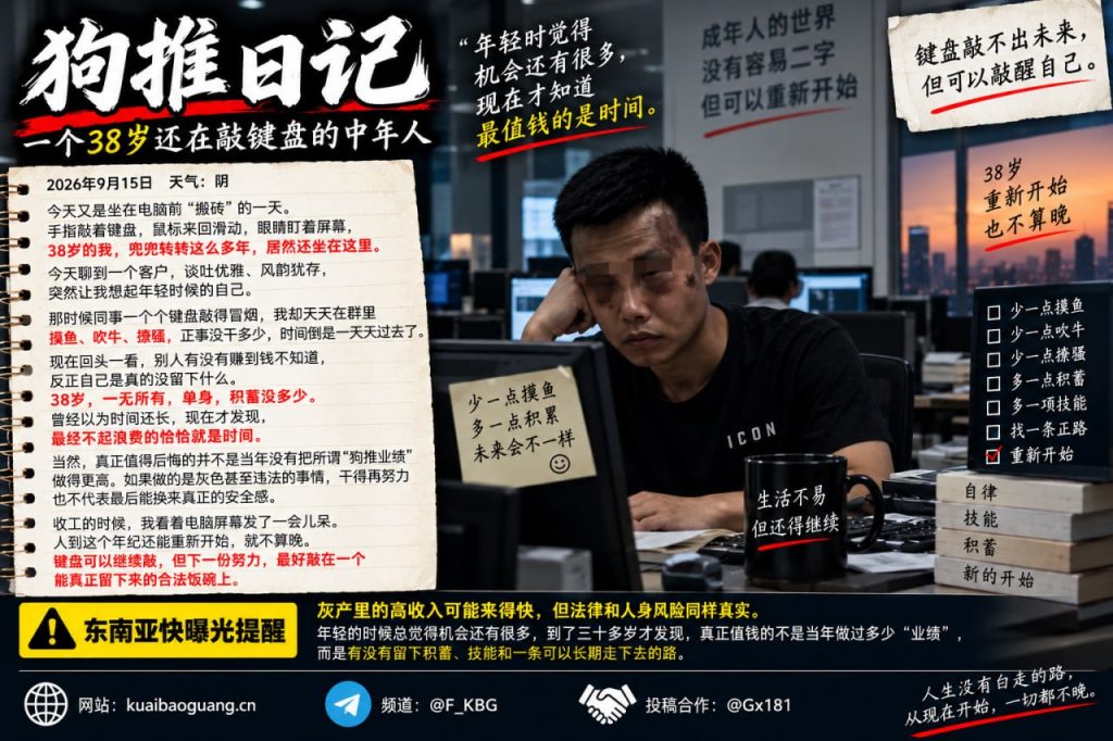 东南亚资讯｜海外打工者分享狗推日记，38岁敲键盘反思过往