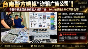 台湾资讯｜台南警方破获假投资广告公司 36人受骗金额超5500万台币