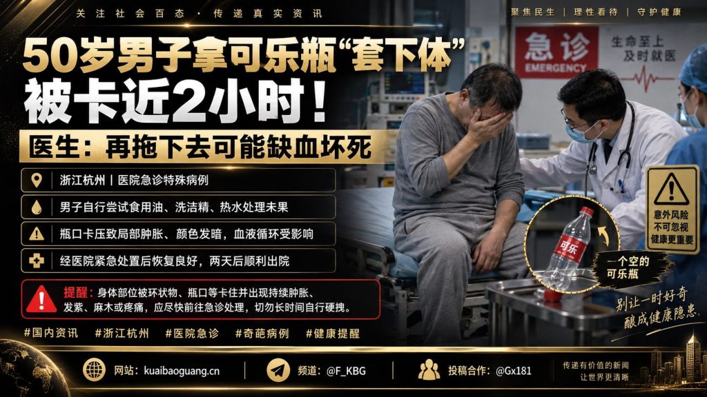 浙江资讯｜男子拿可乐瓶套下体被卡近两小时，医生紧急手术化解危机