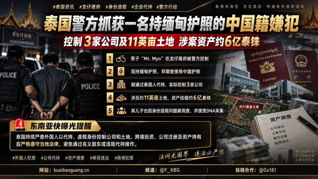 泰国｜警方抓获持缅甸护照中国籍男子 涉案资产约6亿泰铢