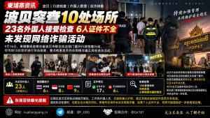 柬埔寨｜波贝市突查10处场所23名外国人受检6人证件缺失未发现诈骗