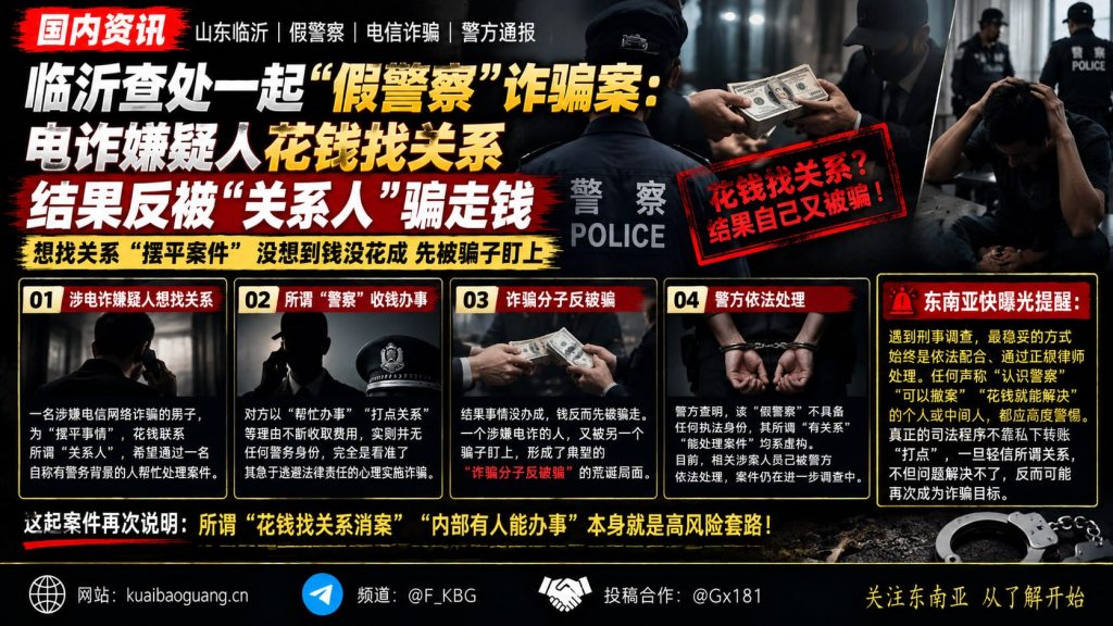 山东临沂资讯｜涉电诈男子欲花钱找关系消案，反被假警察骗走钱财