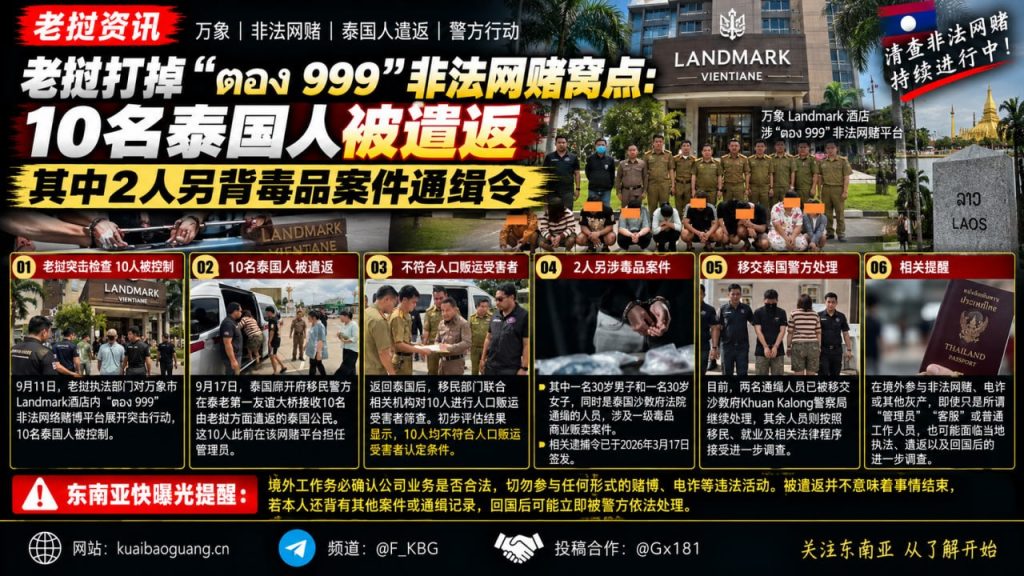 老挝资讯｜万象非法网赌窝点被捣毁，10名泰国人被遣返回国
