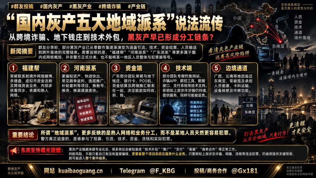 国内资讯｜黑灰产地域派系说法流传，跨境诈骗产业链分工细化引关注