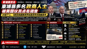 柬埔寨资讯｜美国国会议员联名要求对柬埔寨26名个人及2家实体展开制裁调查