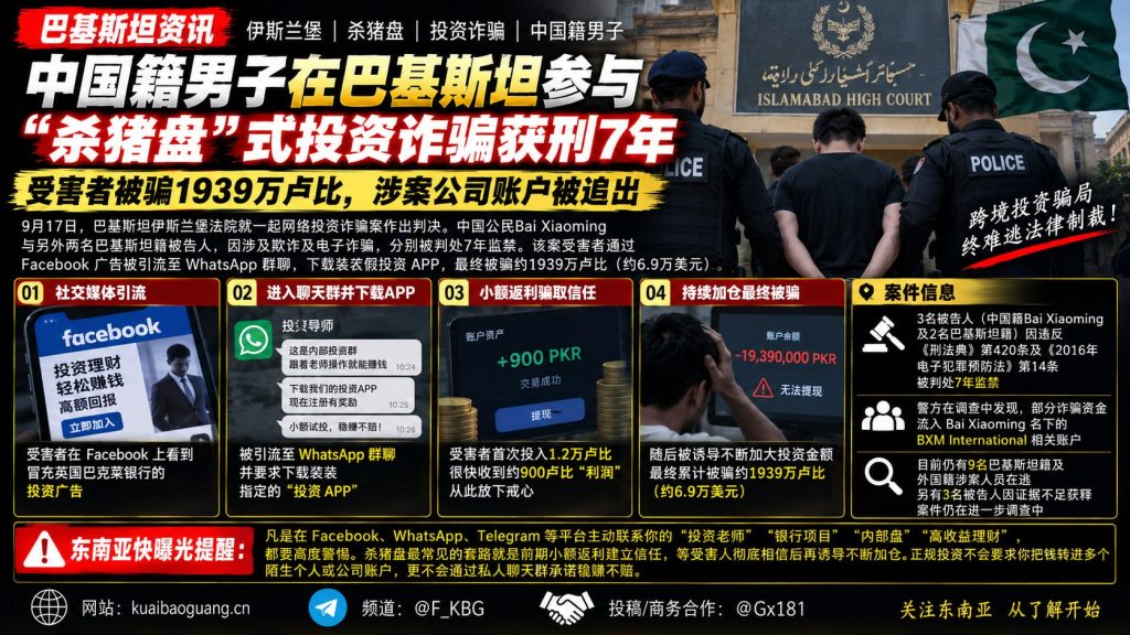 巴基斯坦｜中国公民涉杀猪盘投资诈骗获刑七年
