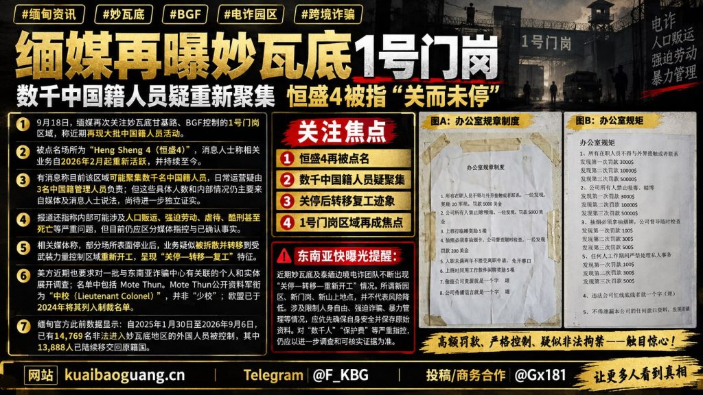 缅甸｜妙瓦底1号门岗出现数千中国人疑重新聚集从事电信诈骗
