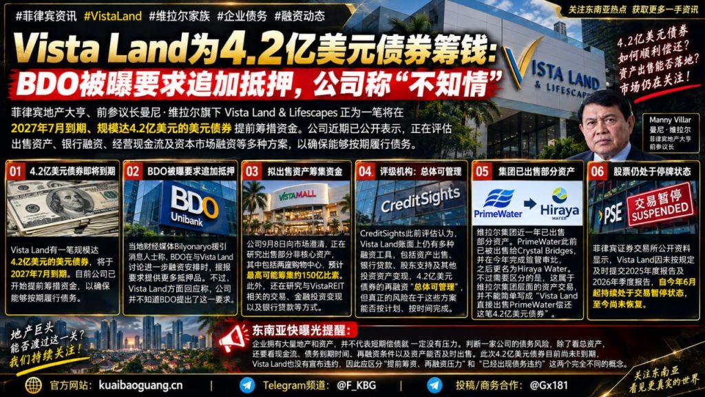 菲律宾｜Vista Land筹措4.2亿美元债券 资产出售与融资受关注