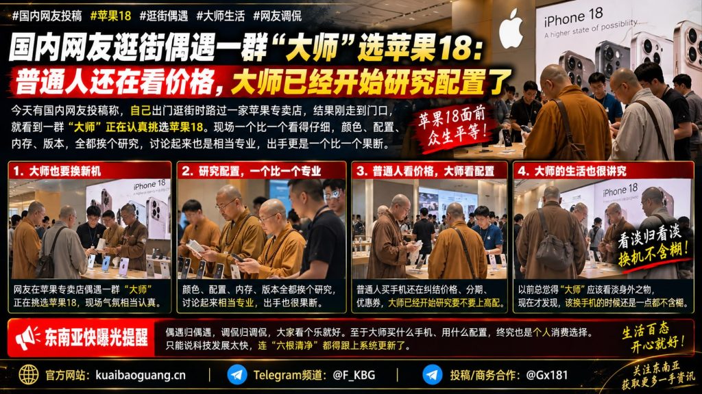 中国街头｜网友偶遇多位人士在苹果店认真挑选苹果18新机