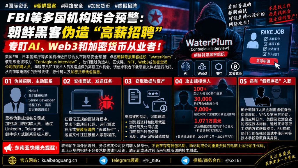 国际资讯｜多国机构联合预警朝鲜黑客，假招聘专盯加密货币从业者