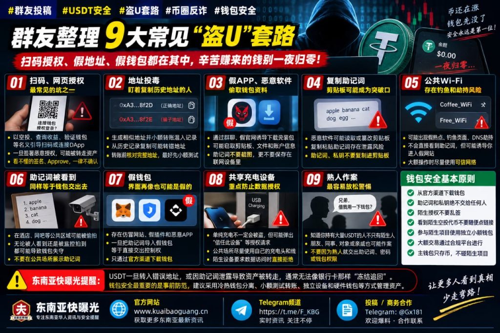 币圈资讯｜群友整理九大常见盗U套路，提醒链上钱包用户防范资产归零