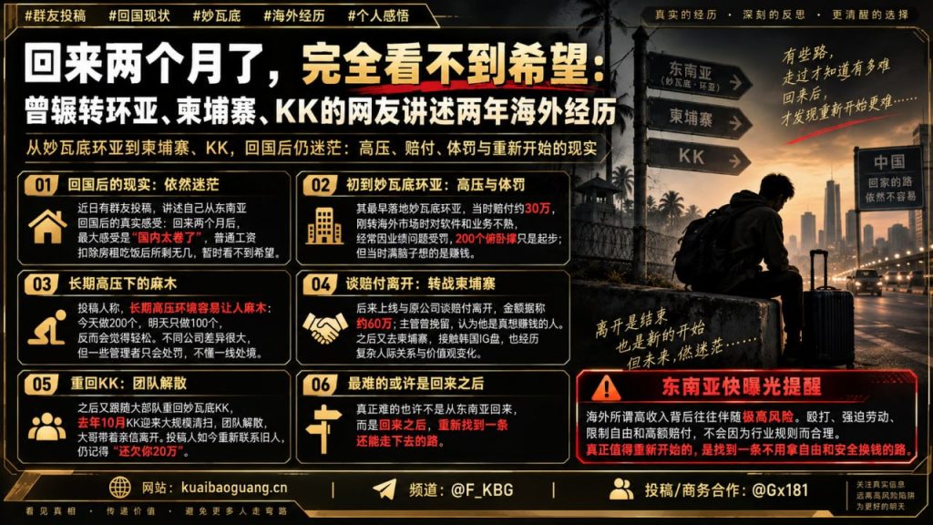 中国｜归国网友揭露东南亚高压工作与回国生活无望