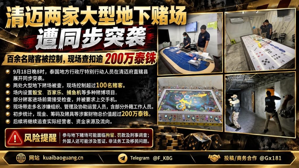 泰国资讯｜清迈两家大型地下赌场遭突袭，百余名赌客被控制