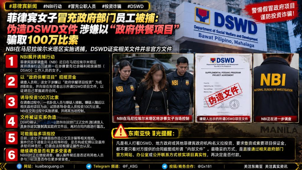 菲律宾资讯｜女子冒充社会福利和发展部员工被捕，涉嫌伪造公文诈骗