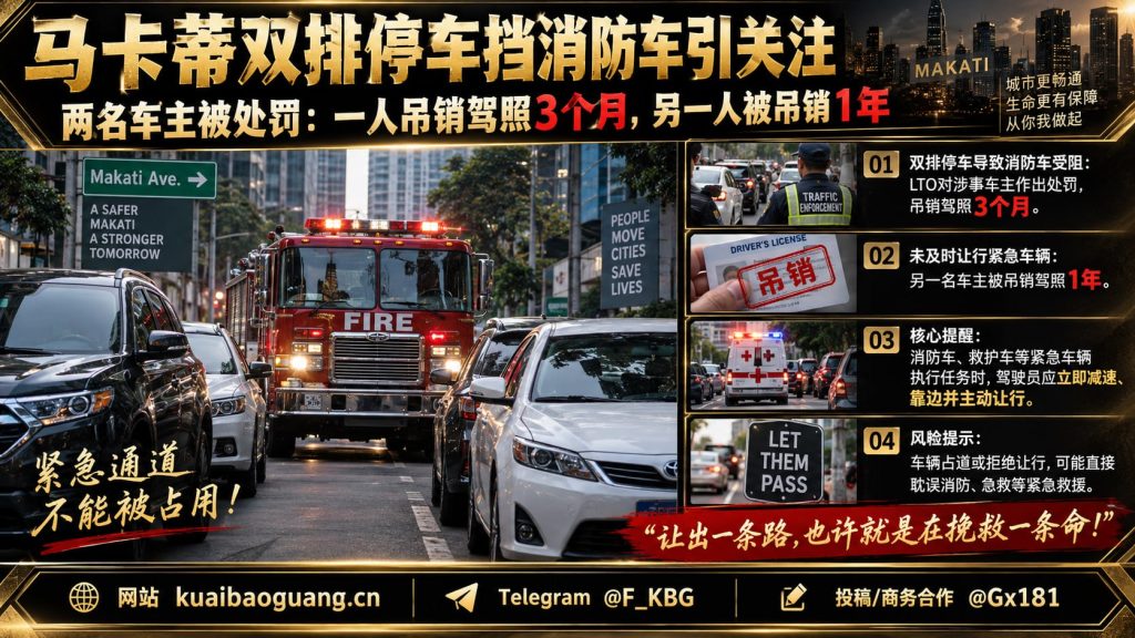菲律宾资讯｜马卡蒂双排停车挡消防车，两名涉事车主遭严厉处罚