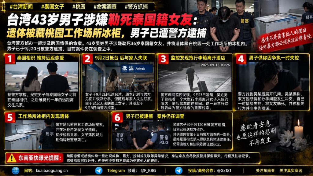 台湾｜43岁男子涉嫌勒死泰国女子并藏于桃园工作场所冰柜案