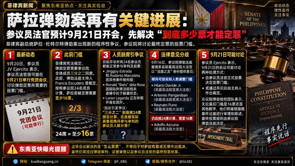 菲律宾资讯｜副总统萨拉弹劾案程序争议，参议院讨论投票门槛