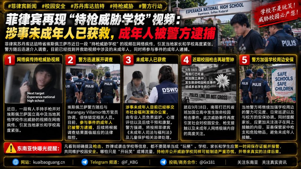 菲律宾｜持枪威胁学校事件致未成年人获救成年人被捕行动