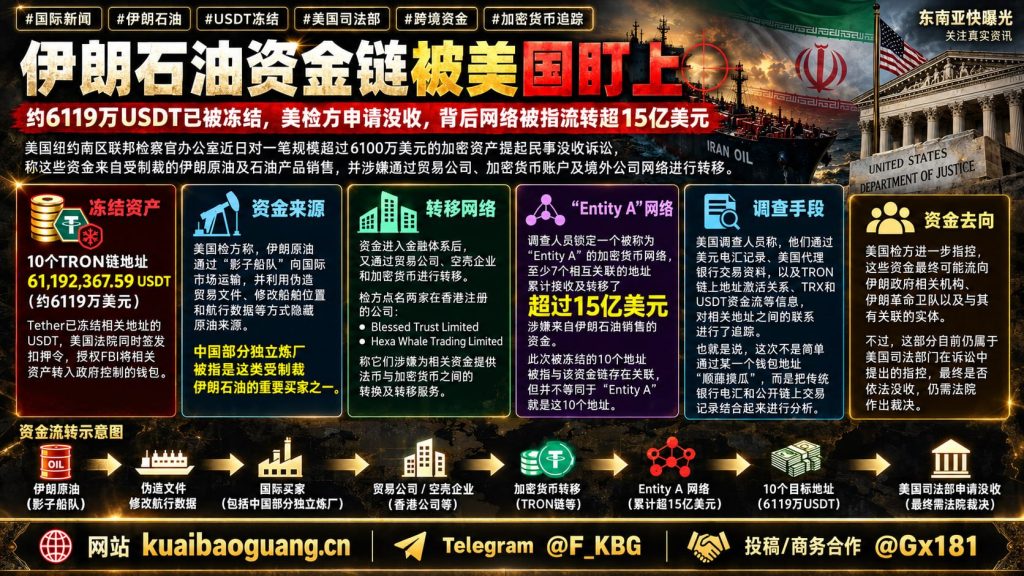 国际资讯｜美国检方申请没收约6119万枚USDT，涉嫌流转受制裁伊朗石油资金