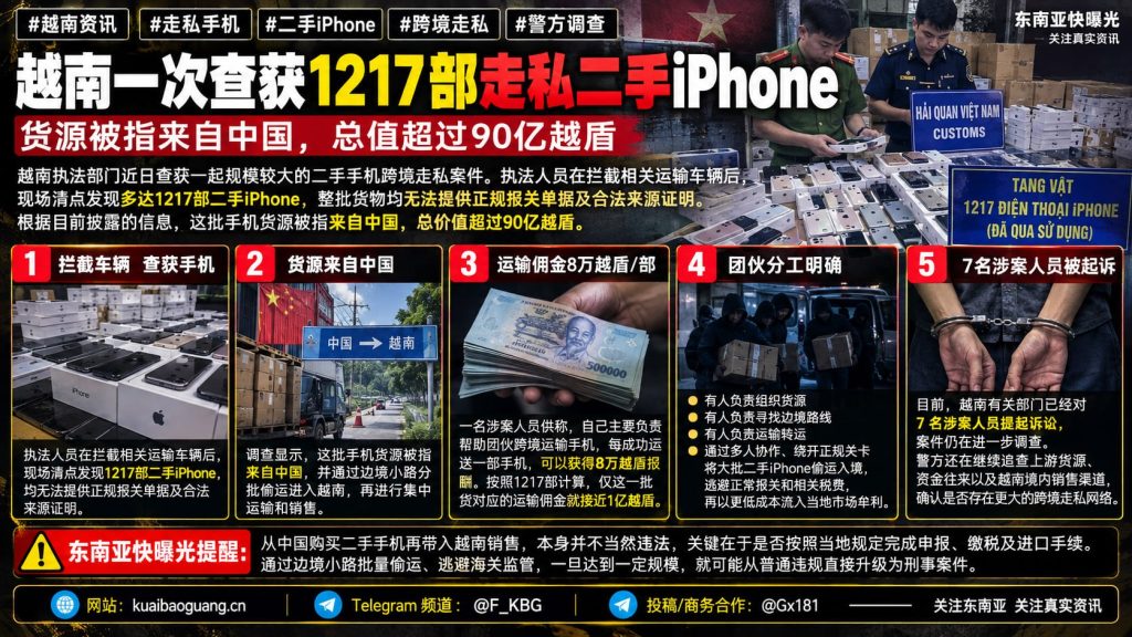 越南资讯｜执法部门查获大批走私二手手机，涉案数量超千部